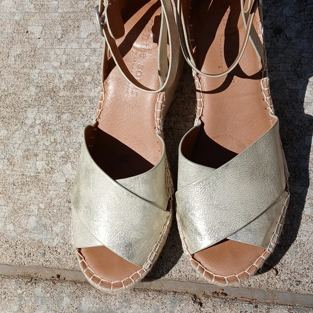 GENTLE SOULS - KENNETH COLE LEATHER Espadrille Wedge Sandal size 9